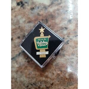 Vtg Holiday Inn Hotel Chain Brass Neon Sign Award Hat Lapel Pin 1990s 1 Year